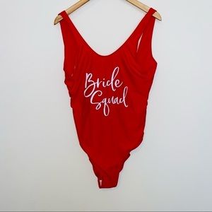 Bride Squad Red One Piece Swim Suit Size 3XL